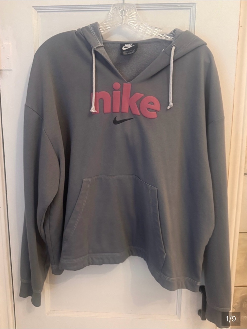 Nike Ladies Gray Hoodie with Pink Logo